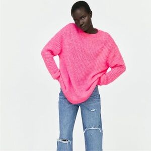 Zara oversized knit pink sweater size m like new
